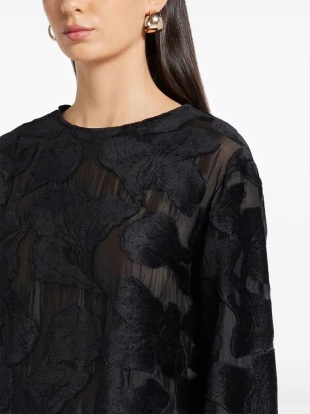 Loulou Studio Black Burnout Velvet Floral Top